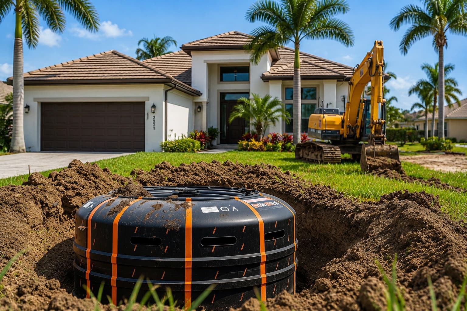 Septic tank installation on a Southwest Florida property by the Torque team.
